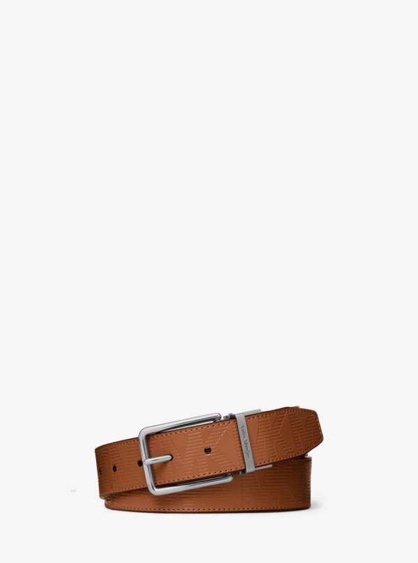 Panske Opasky Michael Kors Reversible Leather and Logo Embossed Hnede - Doplnky Michael Kors Vypredaj | YWEKZ-7429